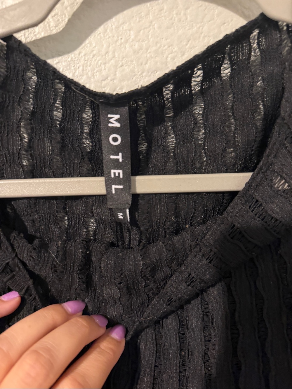 Motel Rocks Black Ribbed Short Sleeve Top and matching skirt - Picture 2 of 8